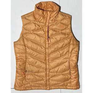 The North Face Puffer Vest Quilted Women's Medium‎ Orange Jacket Zip